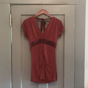 Lux Brand, crimson blouse w/velvet. Size large